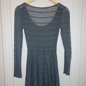 Kimchi Blue Long Sleeve Knit Fit-and-Flare Dress in Slate
